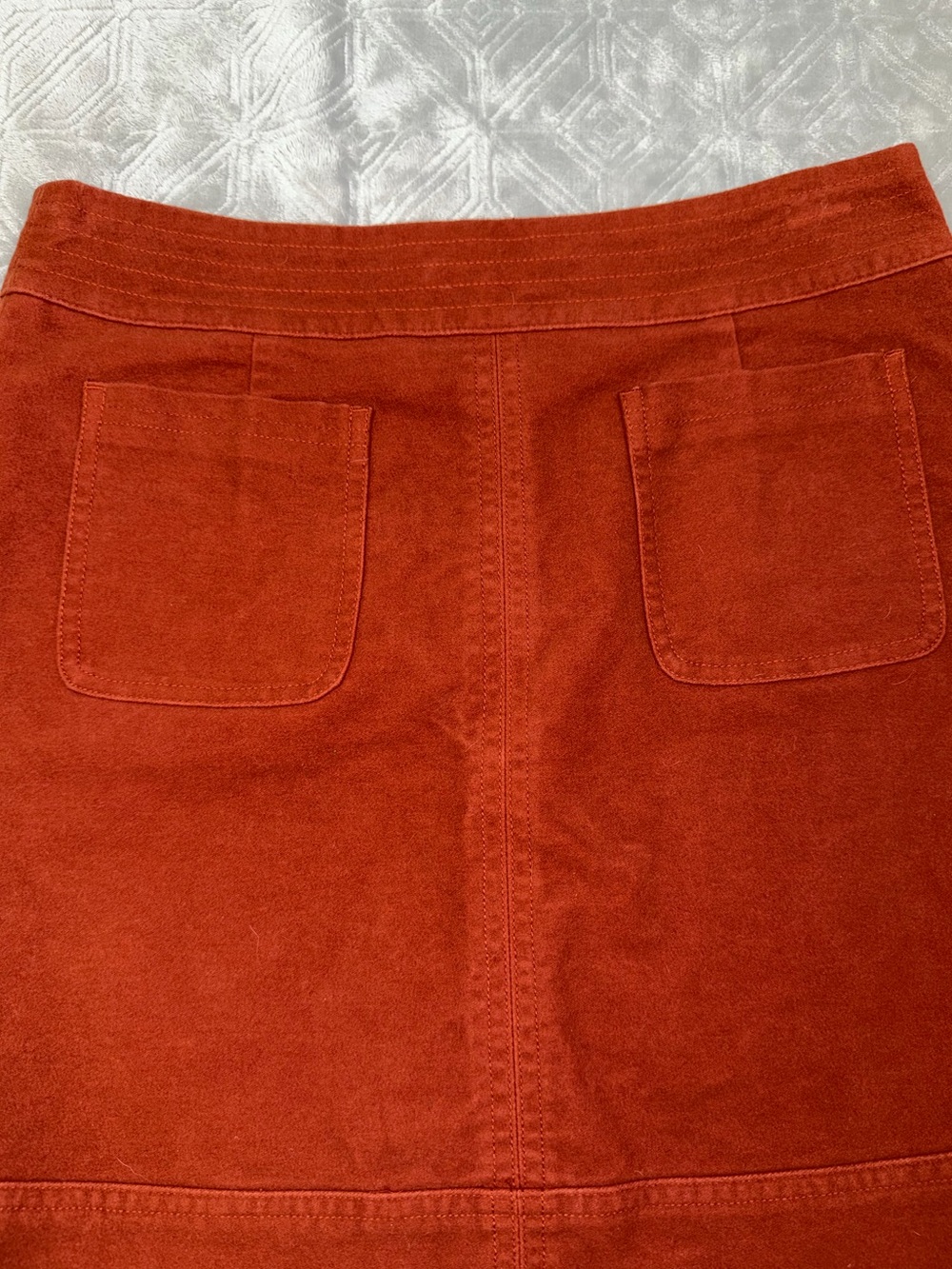 Boden Rust-Orange Mini Skirt with Front Pockets - Picture 3 of 9